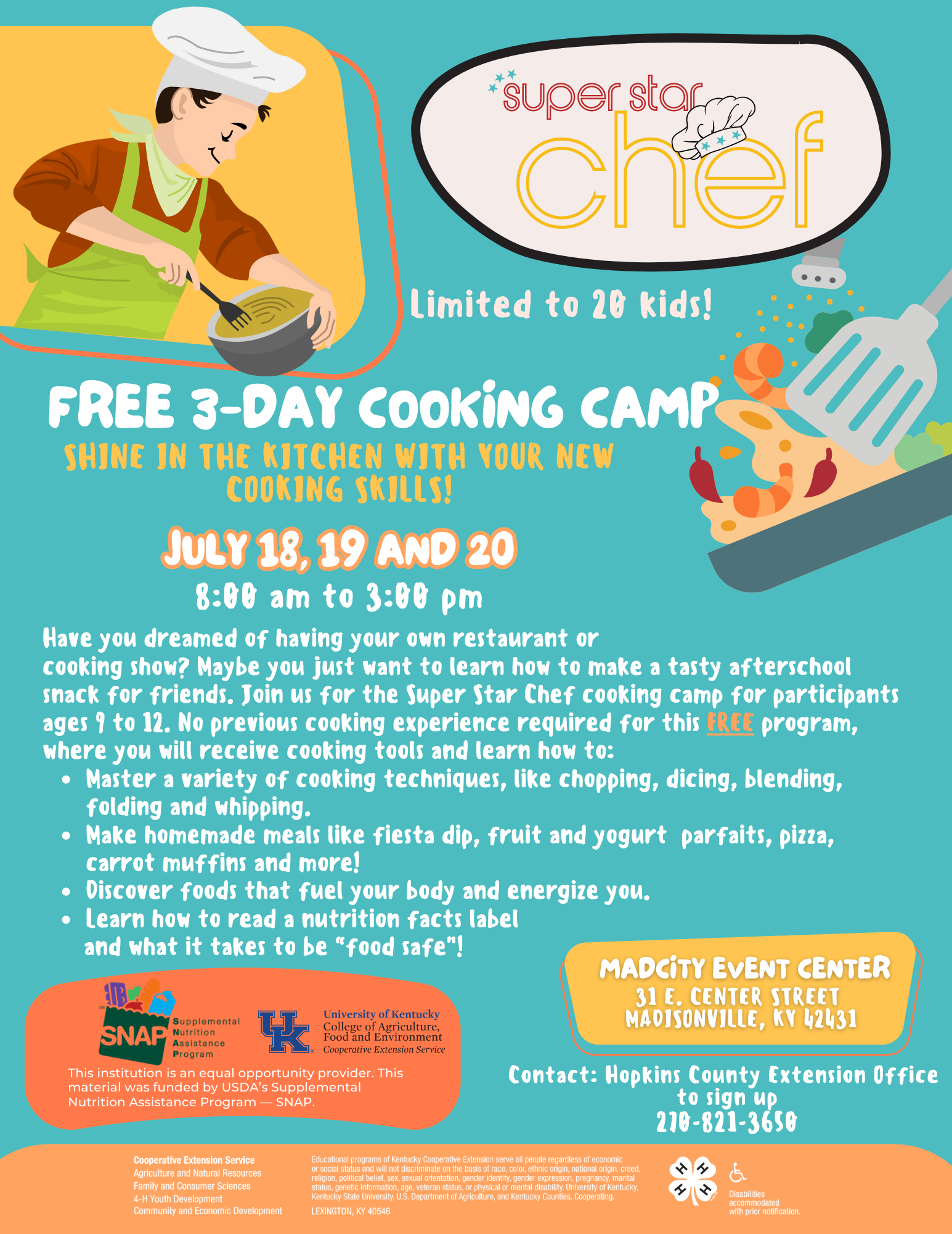 Super Star Chef 3 Day Cooking Camp Hopkins County Extension Office